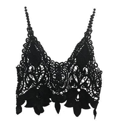 蕾丝背心女叠钩花镂空小马甲