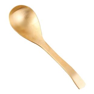 纯铜吃饭勺子家用加厚黄铜加深款喝汤勺甜品勺补铜餐具大人款铜勺