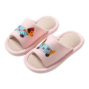 儿童秋季拖鞋室内家居亚麻男童女童地板防滑家用四季棉麻拖鞋布艺