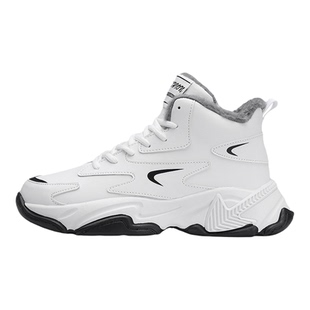 男鞋冬季高帮加绒加厚保暖皮面防水运动二棉鞋初中生跑步老爹潮鞋