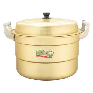 铝锅老式加厚双层黄铝蒸锅家用加深汤锅烧水锅商用大容量铝煲吕锅