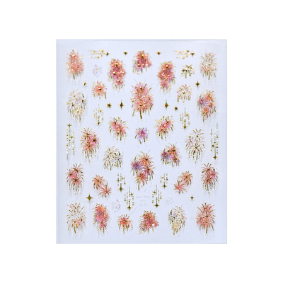 爆闪绚烂珍珠烟花浮雕美甲贴纸