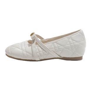 真皮~骄屿珍珠加绒玛丽珍鞋秋冬新款小香风菱格通勤复古毛毛单鞋