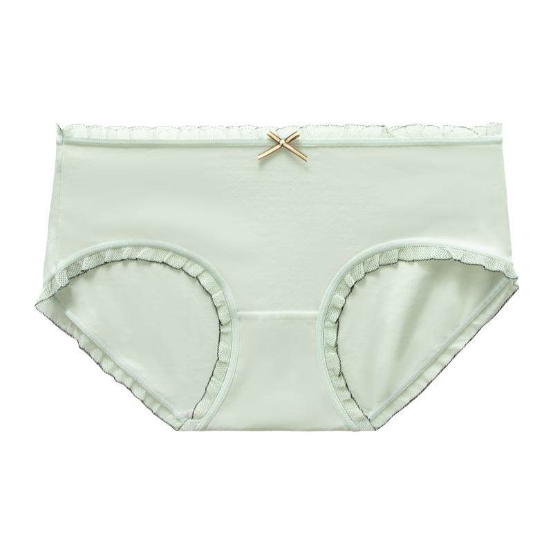 女士内裤纯棉全棉透气中腰短裤日系少女生抗菌无痕三角裤头蕾丝女