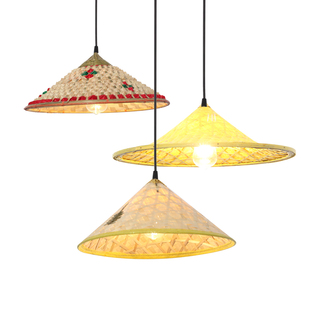 草帽吊灯罩农家乐火锅店装饰竹编斗笠复古灯罩创意个性餐厅吊灯具