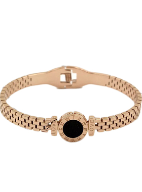 韩国黑色镀18k玫瑰金钛钢手镯