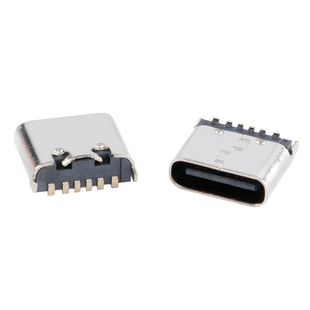 USB Type-C 6P母座立式贴片6.8mm大电流快充接口插座USB连接器