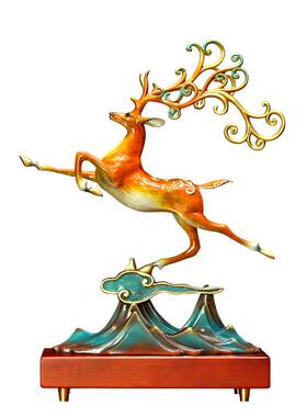 梅花鹿铜摆件定制文字顺丰包邮