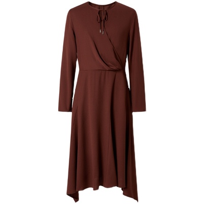 IMM尹默女装春秋季美利奴绵羊毛斜裁不对称下摆中长连衣裙