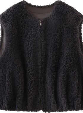 【商场同款】播26春新品羊毛马甲女宽松羊羔毛外套BDT6MD2446