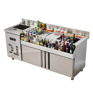 乐创酒吧调酒台不锈钢工作台商用水吧操作台定制鸡尾酒柜清吧设备