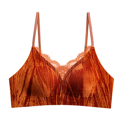 提未苏红色结婚丝绒保暖蕾丝内衣