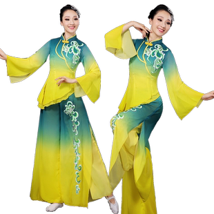 秧歌舞蹈演出服套装2025年新款雪纺飘逸胶州秧歌中老年扇子舞服装