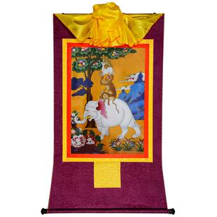 闯隆吉祥四瑞唐卡挂画 西藏镀金烫金画心 和气四瑞藏式唐卡装饰画