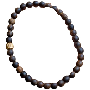 此观真品沉水文莱奇楠沉香手串女18k金扎基拉姆天然文玩盘串佛珠