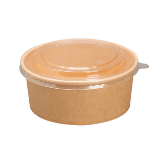 一次性牛皮纸碗打包盒圆形加厚沙拉碗外卖餐盒卤肉饭盖浇饭便当盒