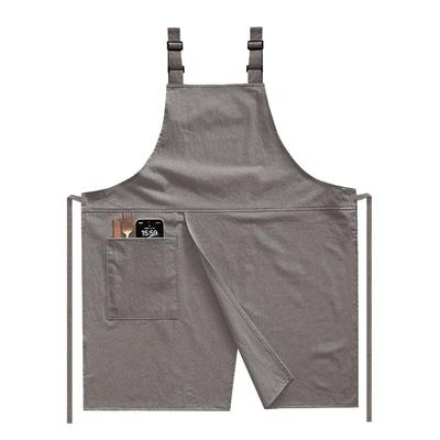 棉麻双肩开衩围裙定制logo