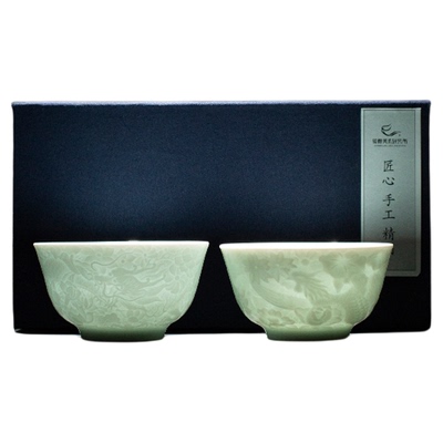 敦煌月华双辉影青龙凤对杯