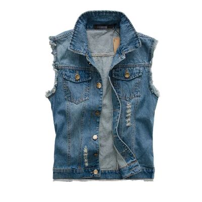 Cowboy vest oversized distressed vest men 牛仔马甲破洞背心男
