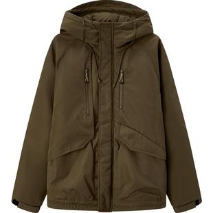 森马棉服男防风三防外套短款工装山系户外登山连帽上衣冬装轻薄款