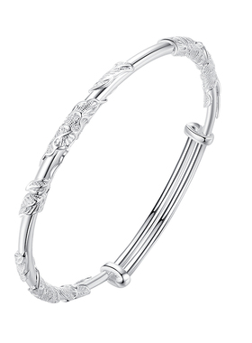 彩云泰繁花似锦纯银手镯S999推拉银手镯送女友生日礼物小众银镯子