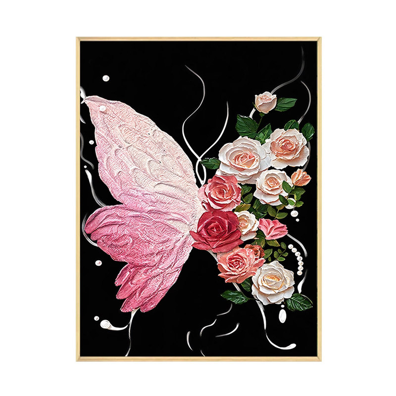 花朵蝴蝶5D钻石画新款玫瑰花餐厅diy手工点贴钻十字绣高颜值刺绣