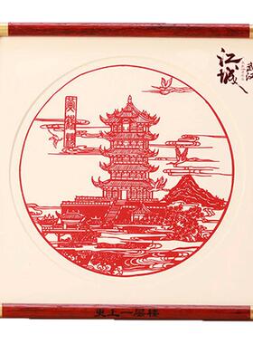 武汉特色礼品剪纸黄鹤楼摆件