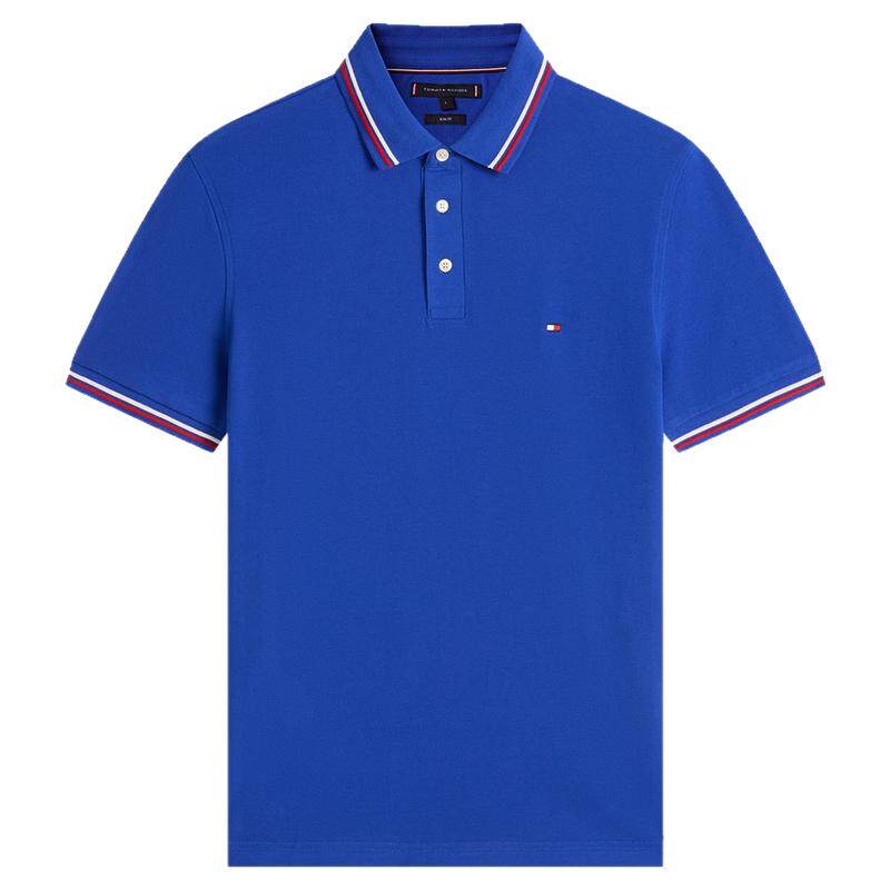Tommy男装珠地网眼镶边修身POLO
