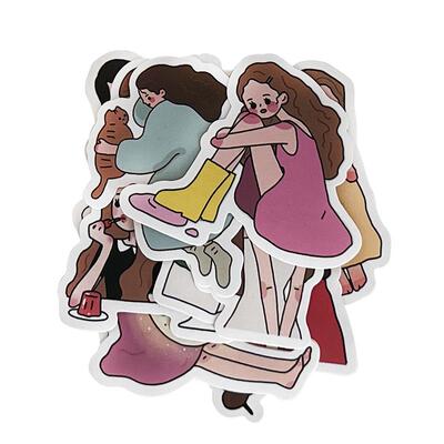 sandra手帐本贴纸人物简洁风盐系