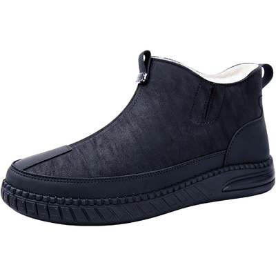 老北京布鞋男款冬季男士雪地靴中老年保暖羊毛鞋加绒加厚高帮棉鞋