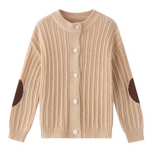 虾酱麻麻男童毛衣开衫冬季2025新款男孩洋气小熊儿童装针织外套