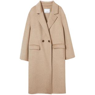 【宋佳同款】LANCY/朗姿2025冬新款纯羊绒西装领双面呢长款大衣女