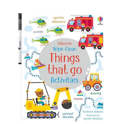 【预售】观察与计数：可擦拭活动书英文儿童趣味进口原版外版书平装3-6周岁Wipe-Clean Things That Go ActivitiesKirsteen Robs