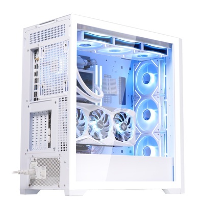 先马风洞台式机电脑主机箱ATX主板木条纹侧透360水冷MATX白色机箱