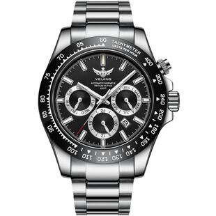 野狼手表机械表男表运动氚气手表男款夜光熊猫防水男士手表V1033