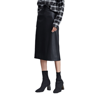 vilan/慧兰气质专柜款半身裙女2025冬季新款时尚高腰显瘦黑色复古