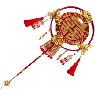中式喜扇长柄团扇婚礼手捧花扇新娘龙凤褂秀禾服宫扇结婚扇小红书