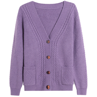 高端羊绒衫针织开衫女外穿秋冬新款宽松上衣妈妈加厚大码毛衣外套