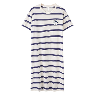 猫人睡裙纯棉带胸垫夏季宽松外穿