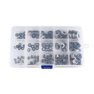 M3M4M5M8镀锌法兰螺帽垫片尼龙螺母不锈钢家用小盒装螺丝套装