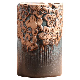 墨古四方小号老桩多肉花盆陶瓷特价简约家用阳台陶土粗陶陶盆清仓