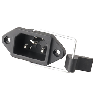 C14品字尾插座10A250V带卡扣防脱落电源插座带固定卡扣