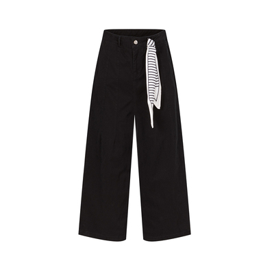 OVDY宽松舒适阔腿裤搭配古典丝巾