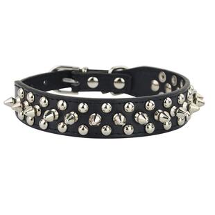 狗狗项圈金属防咬铆钉狗项圈小型犬中型犬狗脖圈法斗宠物狗牵引绳