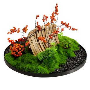 酒店餐桌中间摆花电动转盘插花装饰品高档饭店餐厅圆桌微景观摆件