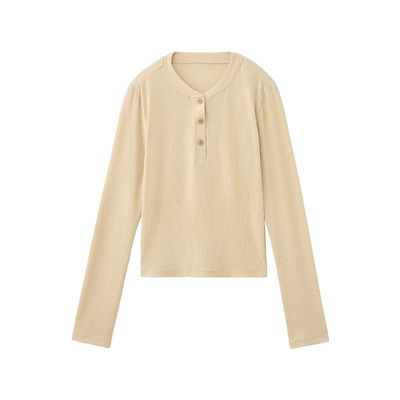 Dodopoli女童长袖T恤亨利衫高弹柔软抗菌秋冬新款打底衫运动上衣