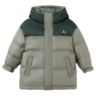 森马儿童羽绒服2024新款宽松连帽三防外套时尚拼色冬装男童装上衣