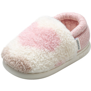 牧童宝宝棉拖鞋冬季新款毛绒绒女童居家鞋软底加绒保暖包跟男童鞋