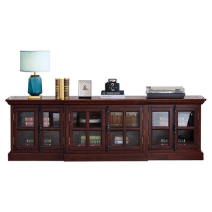 美式实木电视柜复古客厅电视柜茶几组合红橡木小户型影视柜地柜