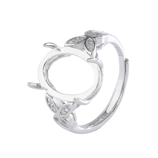 锐鹏 925纯银男女戒指空托镶石戒指托银戒托蜜蜡翡翠碧玉戒托空托